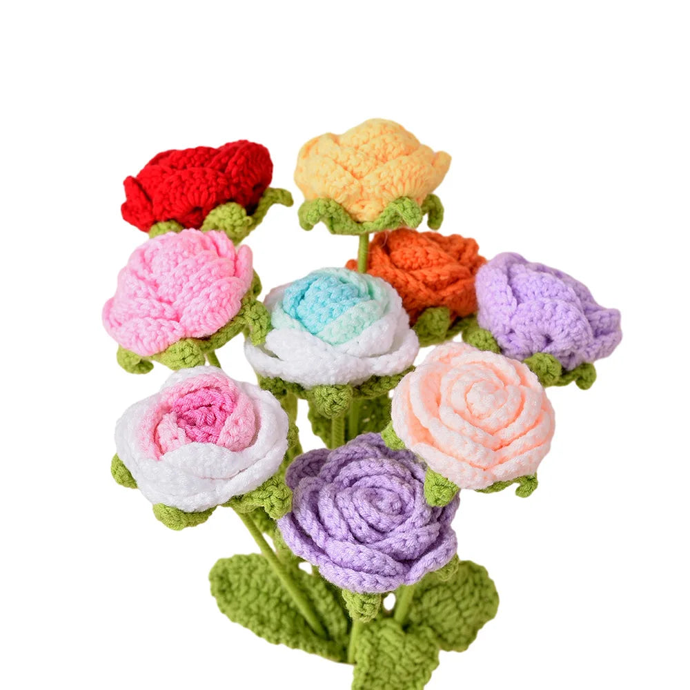 Knitting Flower Rose Tulips Daisy Bouquet Crochet Floral