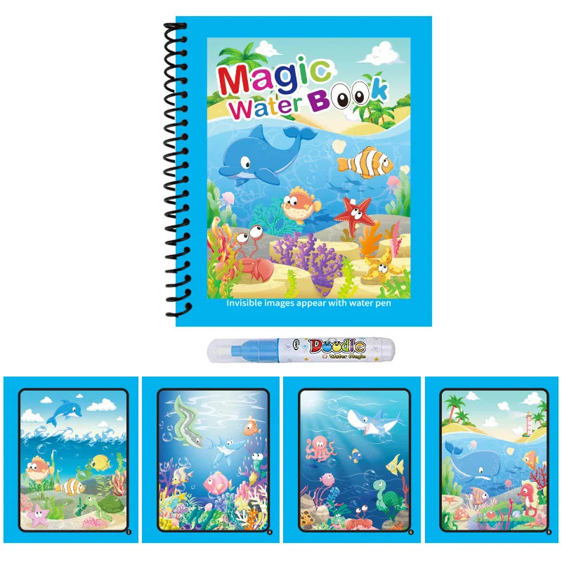 Magic Water Drawing Book Reusable Mess Free Coloring Set