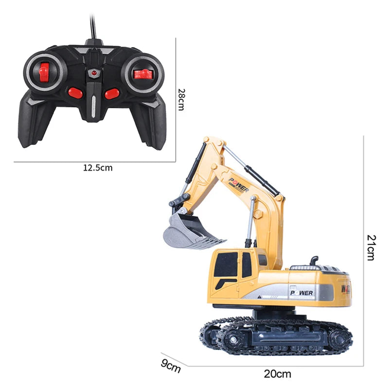1:24 6 Channel RC Excavator Remote Control Construction Toy