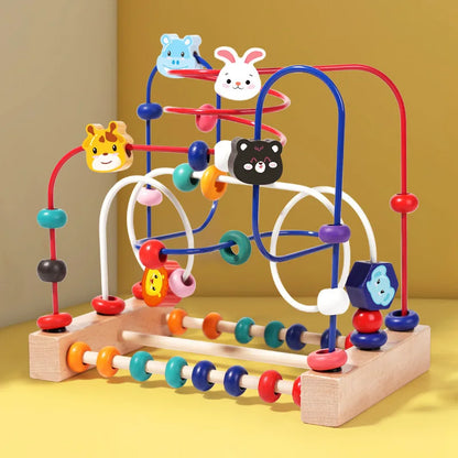 Wooden Bead Maze Roller Coaster Toddler Abacus Toy