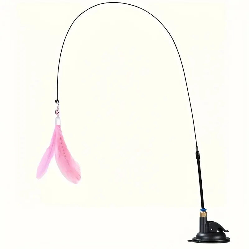 Suction Cup Cat Teaser Wand Interactive Feather Bell