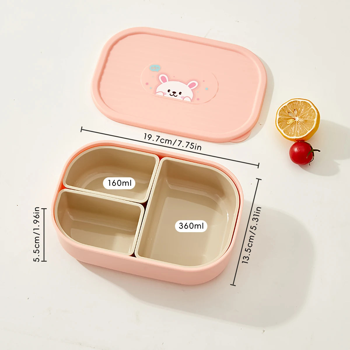 3 Grids Microwave Plastic Lunch Box Detachable Fruit Bento Box