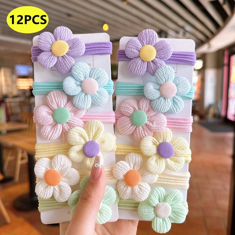 20PCS 10PCS Hair Accessories For Girl Elastic Hair Bands Flowers Style Hair Ring Children Birthday Party Headdress Headwear