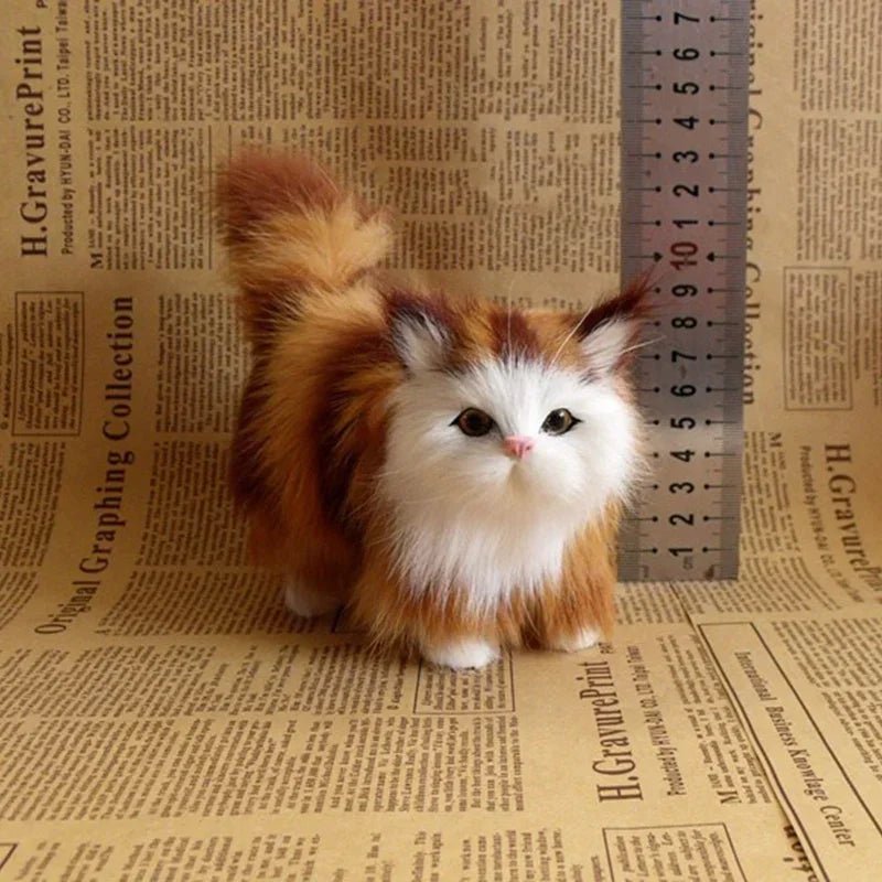 Simulation Cat Plush Toy Realistic Stuffed Kitten Model