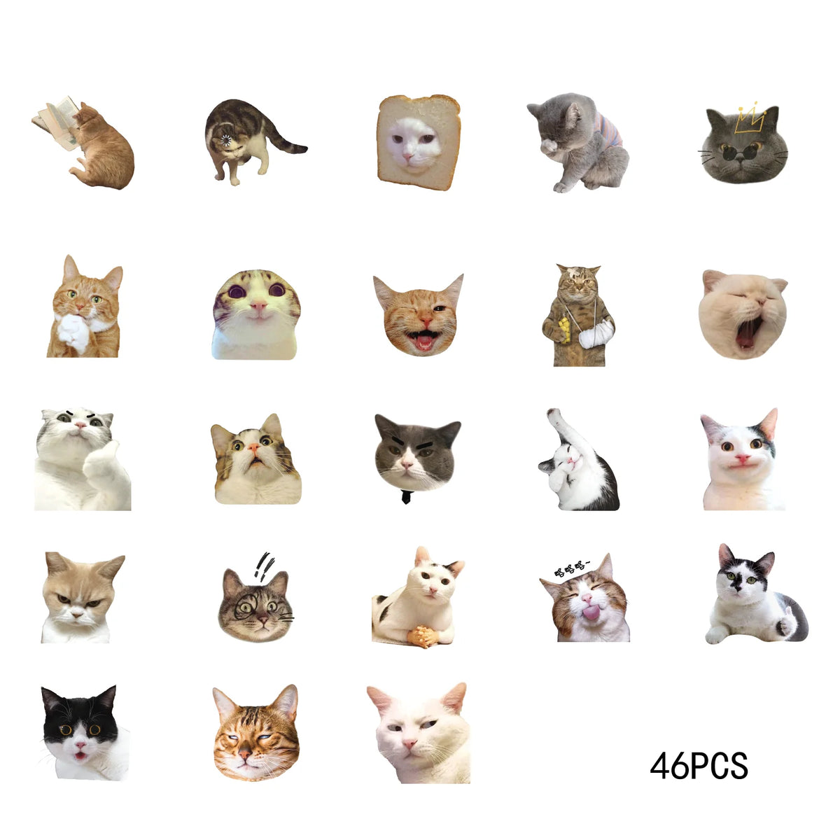 Waterproof Cat Stickers Aesthetic Laptop Phone Decals 46Pcs Pack