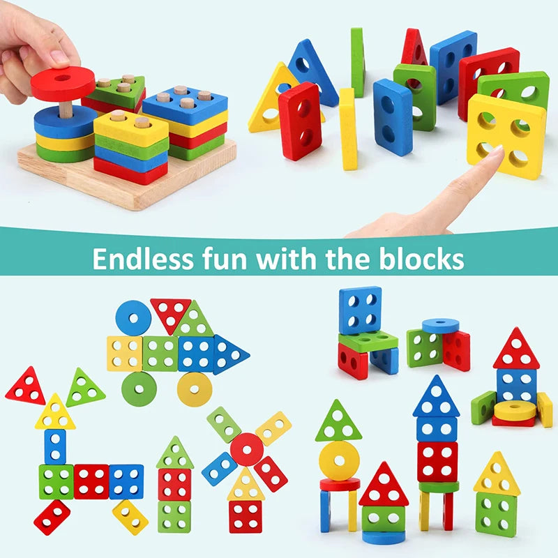 Montessori Wooden Toy Set: Toddler Educational Learning Toys & Puzzles
