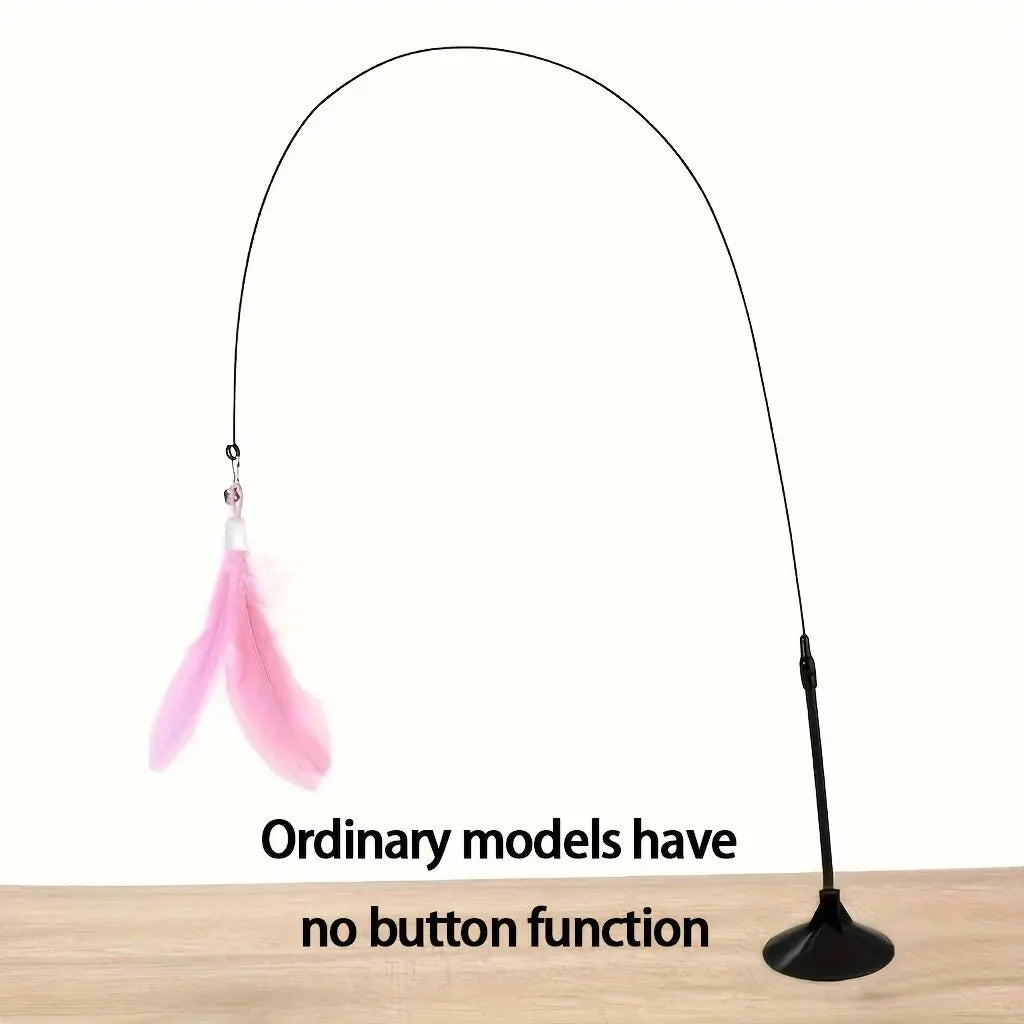 Suction Cup Cat Teaser Wand Interactive Feather Bell