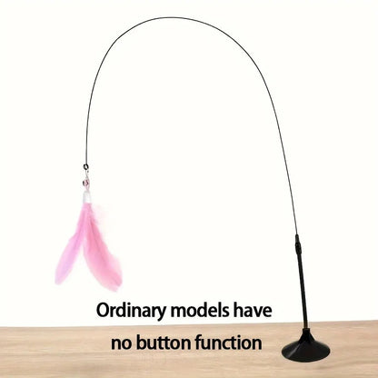 Suction Cup Cat Teaser Wand Interactive Feather Bell