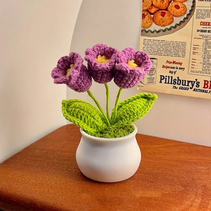 Crochet Sunflower Car Decor Hand Knitted Potted Flower