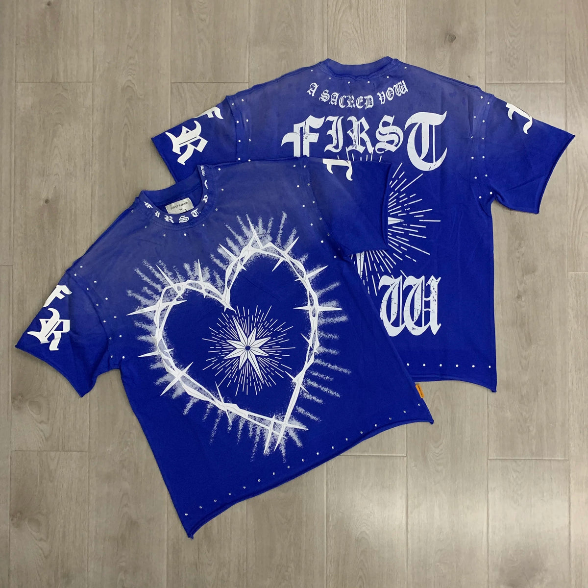 Vintage Washed Diamond Cropped Tee Streetwear Oversized T Shirt