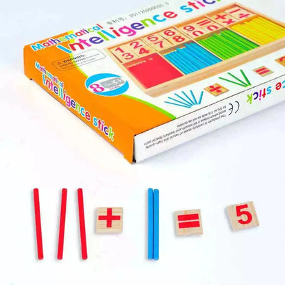Wooden Math Counting Sticks Box Arithmetic Learning Toy