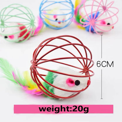 Mouse in Cage Cat Toy Interactive Chase Ball