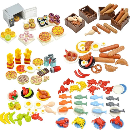 City Food Building Blocks Set Play Food MOC Bricks