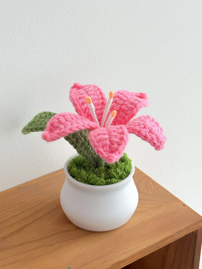 Flowers Hand-Knitted Lily Potted Crochet Woven Pot