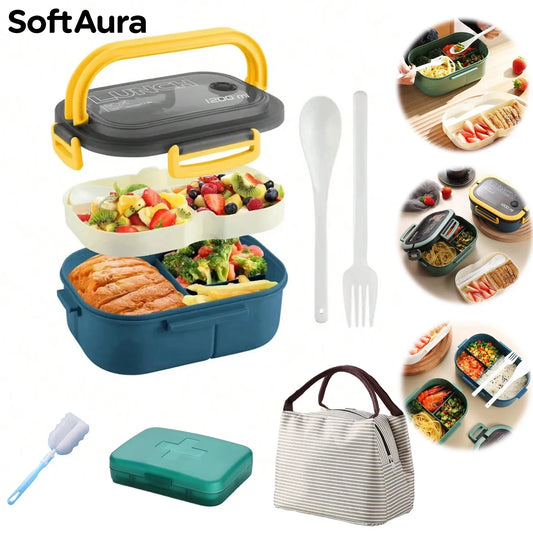 SoftAura Cute Lunch Box For Kids Microwae Bento Box Children School Camping Picnic Portable Food Container 2026 New