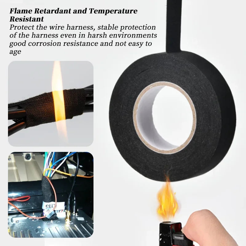 Insulated tape, heat-resistant wire harness protection, waterproof tape 9/15/50mm, automotive wire harness wiring sheath