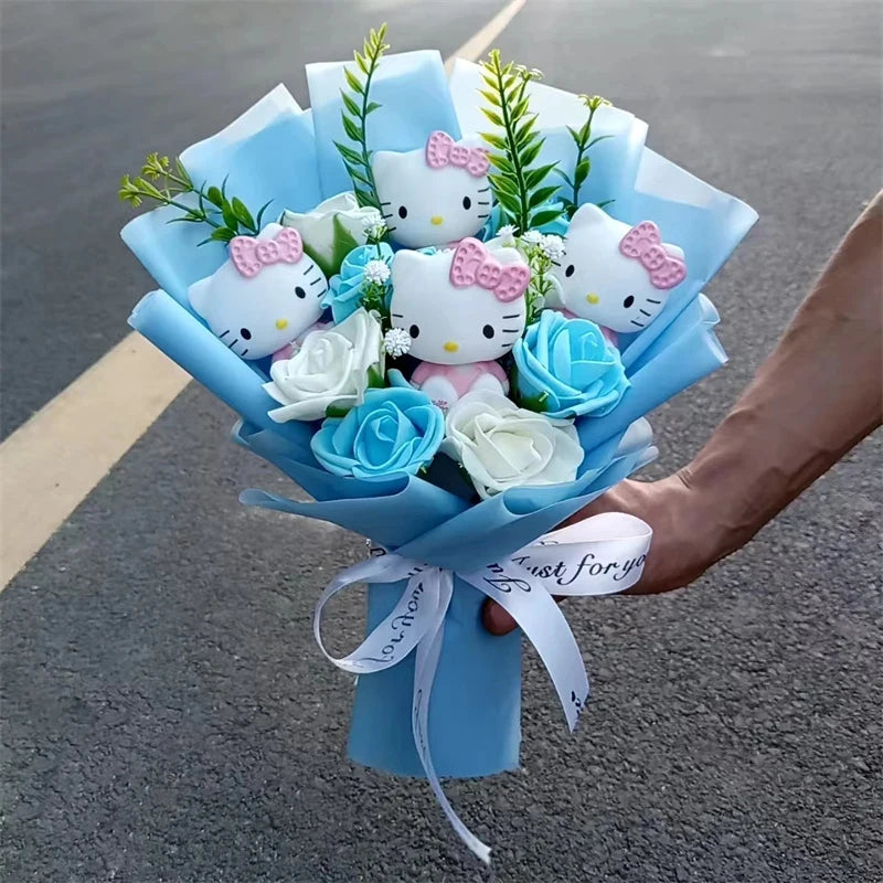 Cartoon Plush Flower Bouquet Artificial Rose Doll Gift