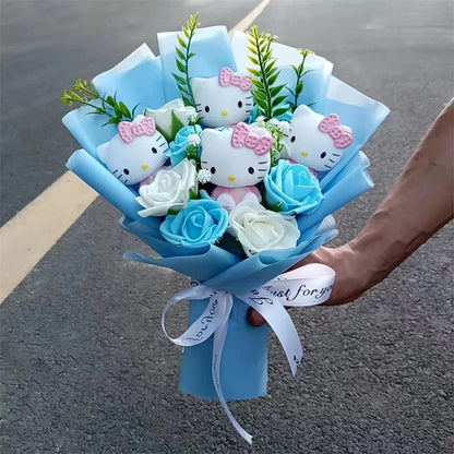 Cartoon Plush Flower Bouquet Artificial Rose Doll Gift