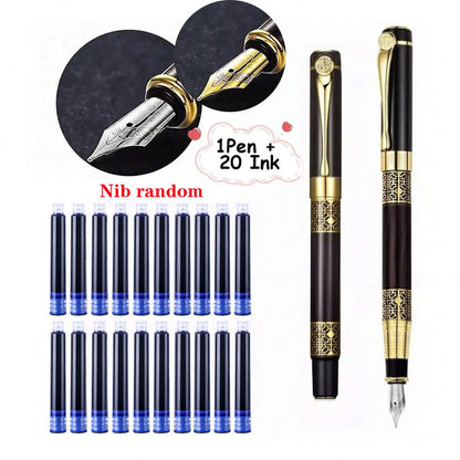 Retro Metal Fountain Pen Replaceable Ink Office Writing Set