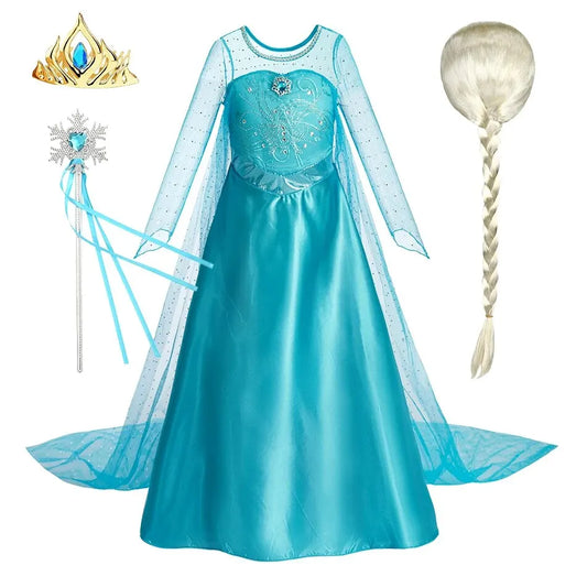 Snow Queen Halloween Princess Dress Long Cloak Costume