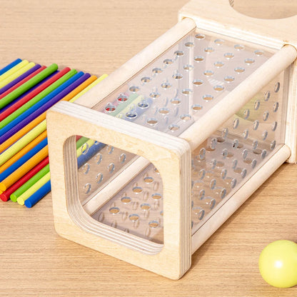 Wooden Stick Board Game 4 Sided Acrylic Cylinder Set