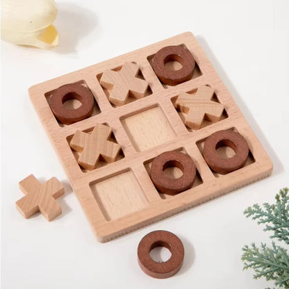 Wooden Tic Tac Toe Game Mini Educational Chess Toy