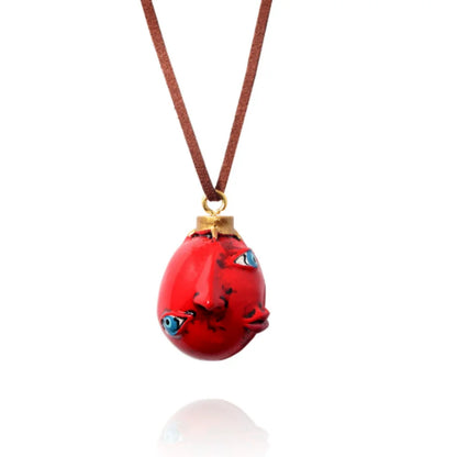 Fashing Popular Anime Red Elliptical Three-Dimensional Pendant Necklace Egg Of King Cosplay Arc Resin Pendant Accessories Gift