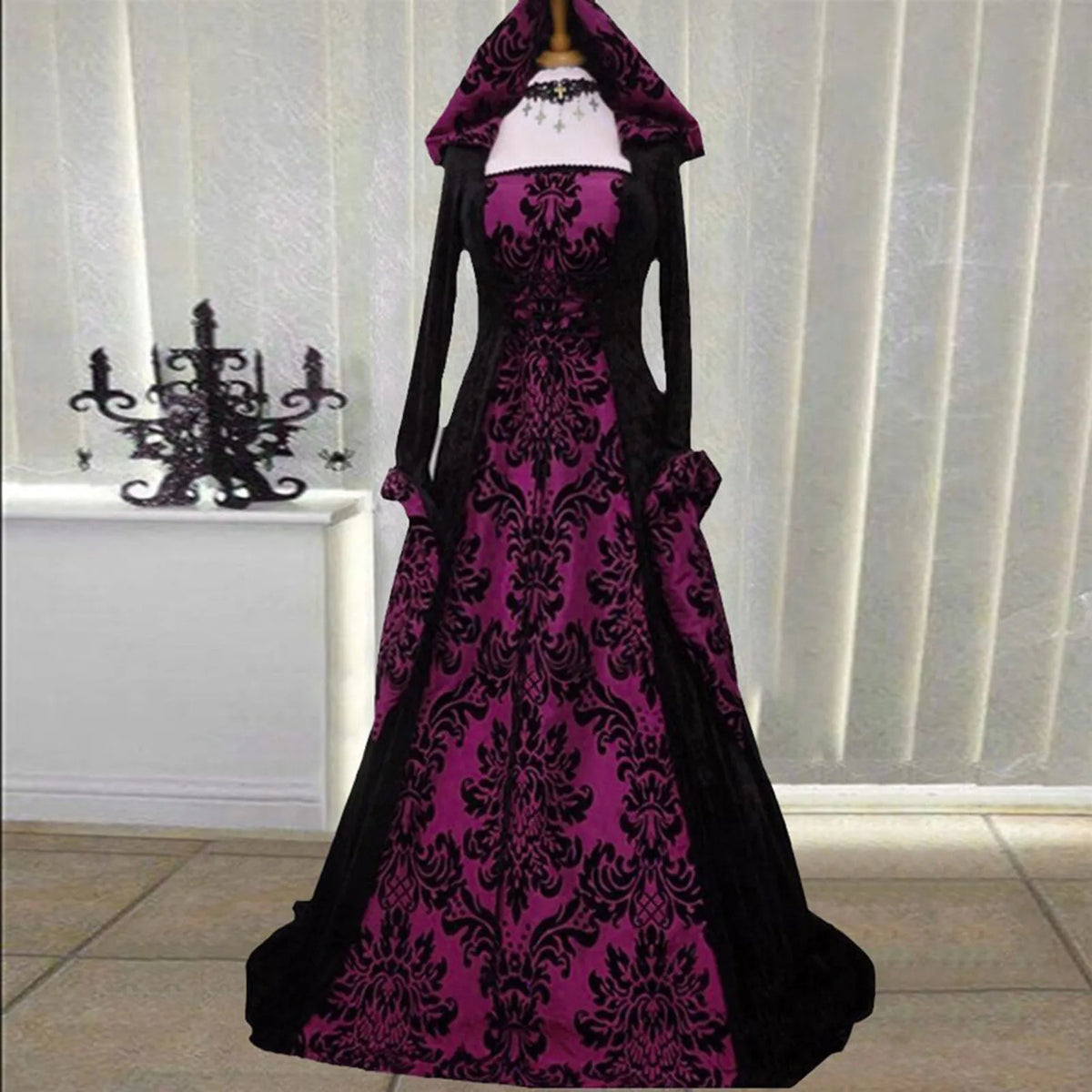 Costume Wicca Witch Medieval Dress Women Adult Plus Size Scary Cosplay Gothic New Wizard Halloween Costumes For Women