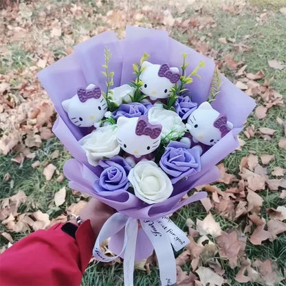 Cartoon Plush Flower Bouquet Artificial Rose Doll Gift