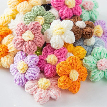Hand Knitted Fabric Flowers DIY Sewing Craft Appliques
