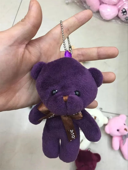 Mini Teddy Bear Plush Keychain Bow Tie Bear Pendant 10 Pack