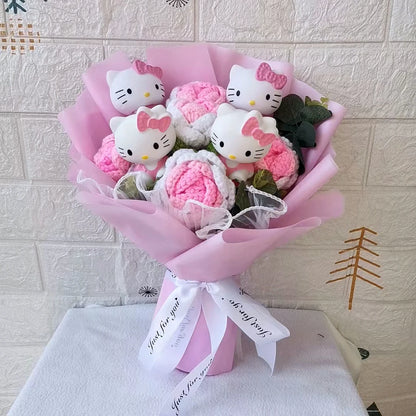 Cartoon Plush Flower Bouquet Artificial Rose Doll Gift