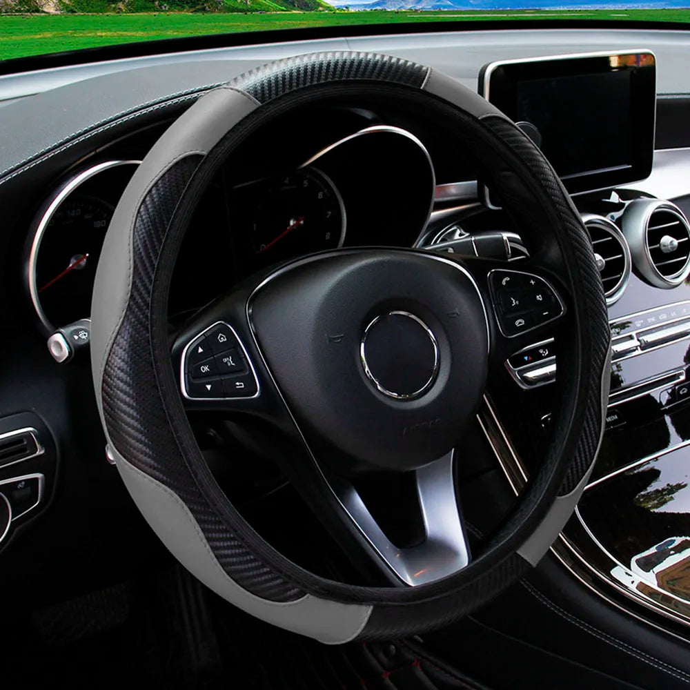 Carbon Fiber Steering Wheel Cover for 14.5 to 15 Inch Wheels