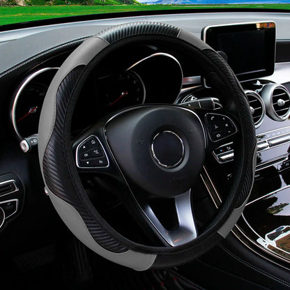 Carbon Fiber Steering Wheel Cover for 14.5 to 15 Inch Wheels