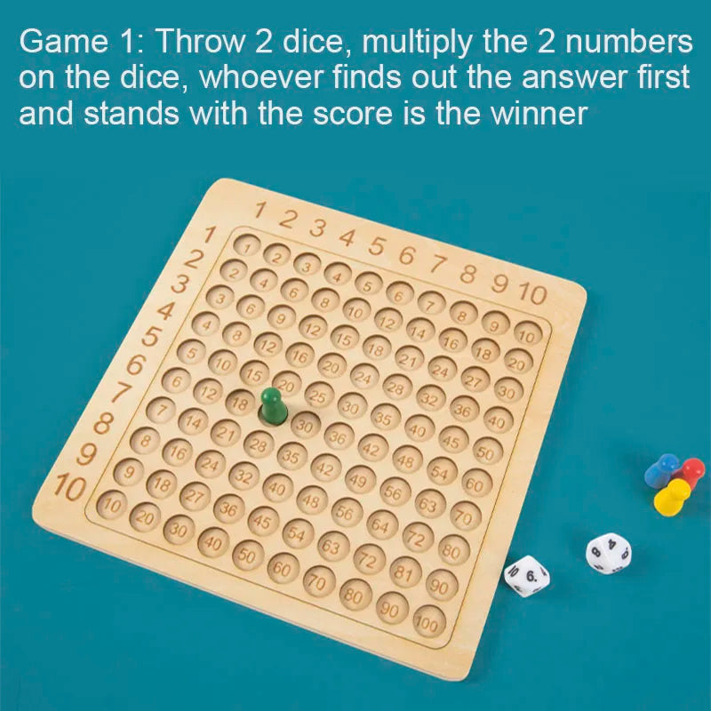 Wooden Multiplication Board Game Montessori Math Toy
