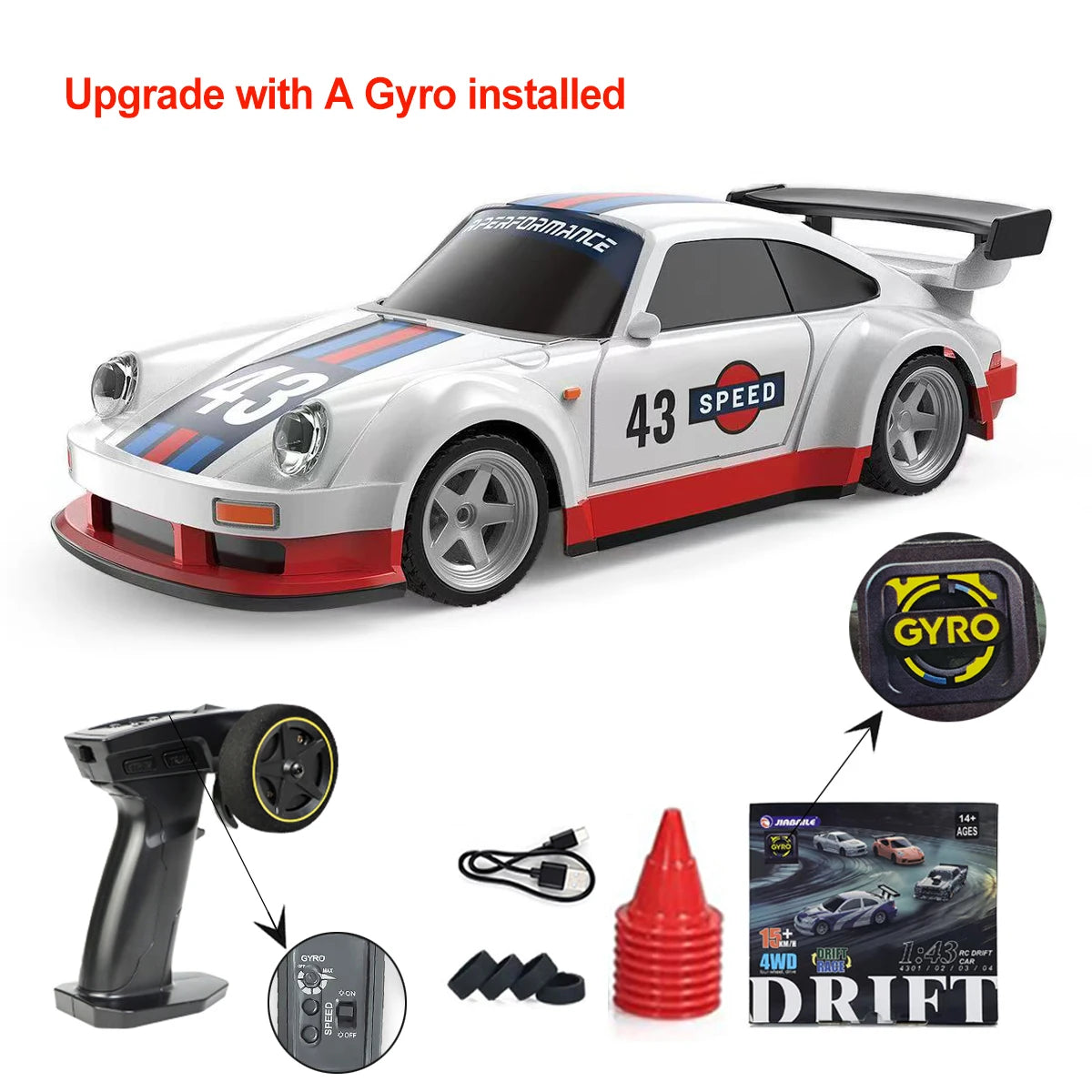 1:43 Gyro RC Drift Car 4WD Radio Control Mini Model