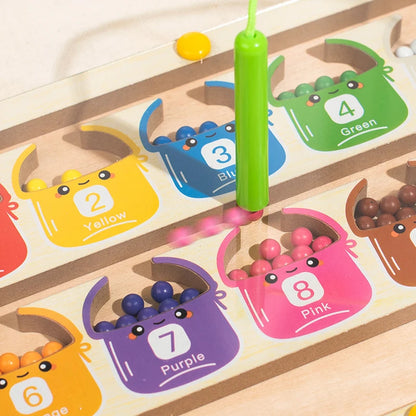 Wooden Magnetic Color Sorting Maze Board Sensory Math Toy