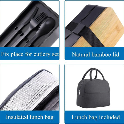 2 Tier Stackable Bento Lunch Box Leakproof Food Container Set Utensils