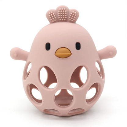 Baby Silicone Teether Toy Cartoon Chick Chewing Trainer