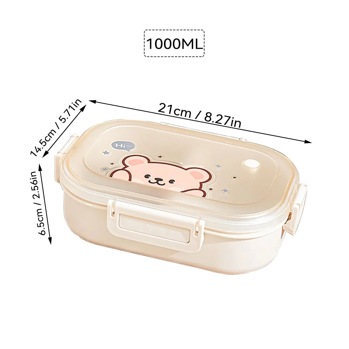 WORTHBUY Portable Plastic Lunch Box With Detachable 3-Compartments Cute Divided Food Container For Kids Students Microwave Safe