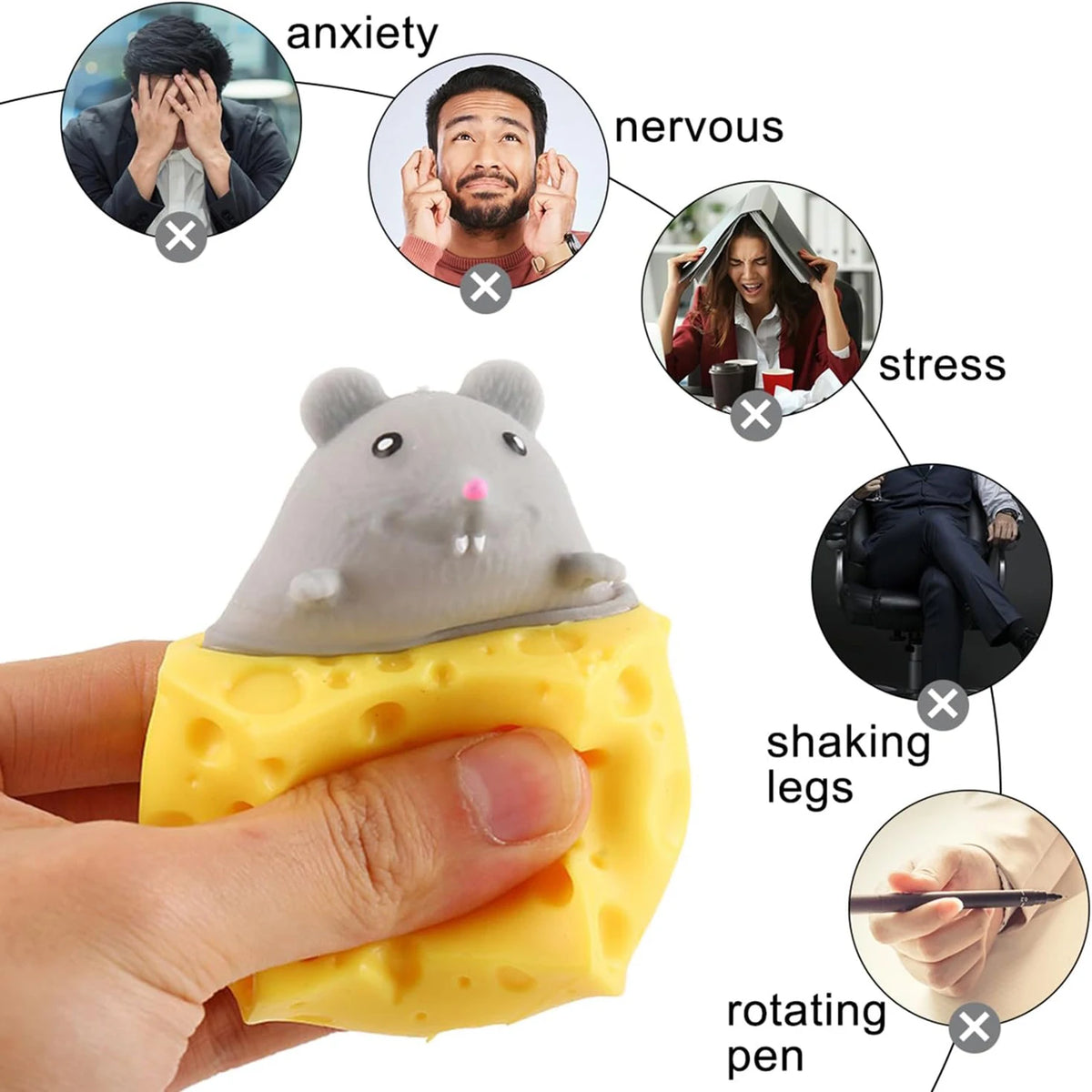 Pop Up Funny Mouse Cheese Block Squeeze Anti Stress Toy