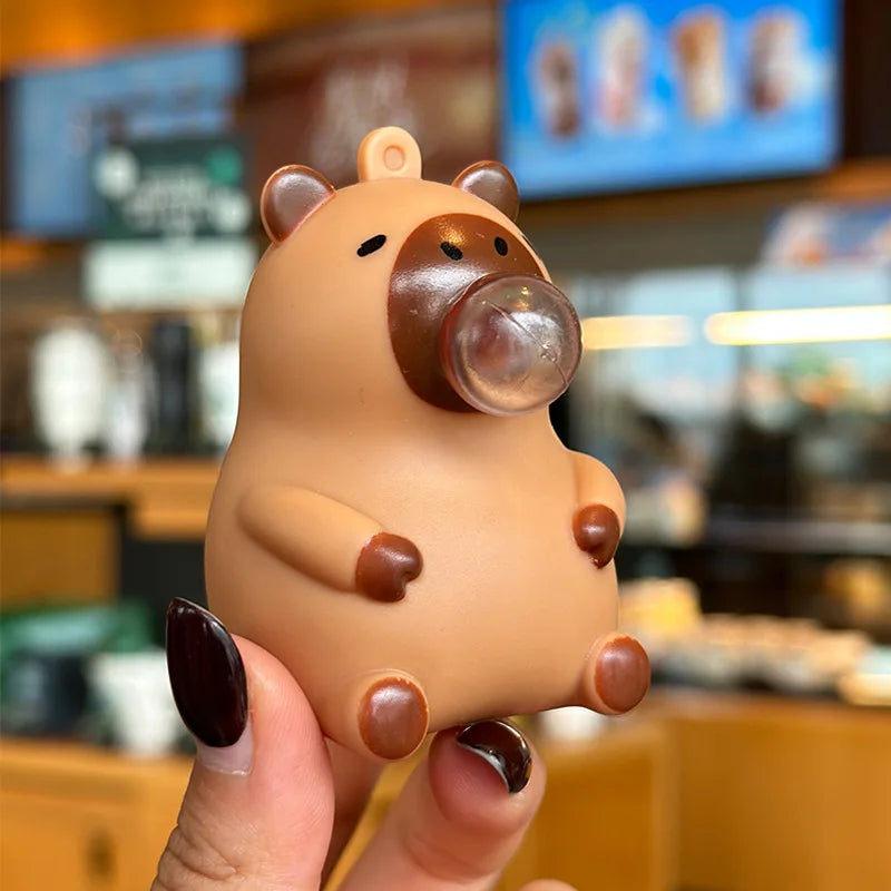 Capybara Squeeze Toy Keychain Bubble Spit Bag Charm