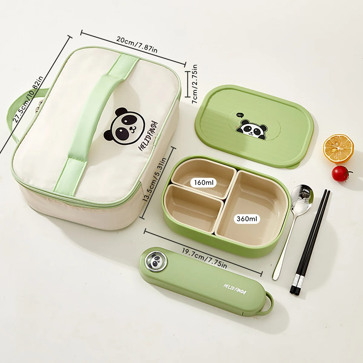 3 Grids Microwave Plastic Lunch Box Detachable Fruit Bento Box
