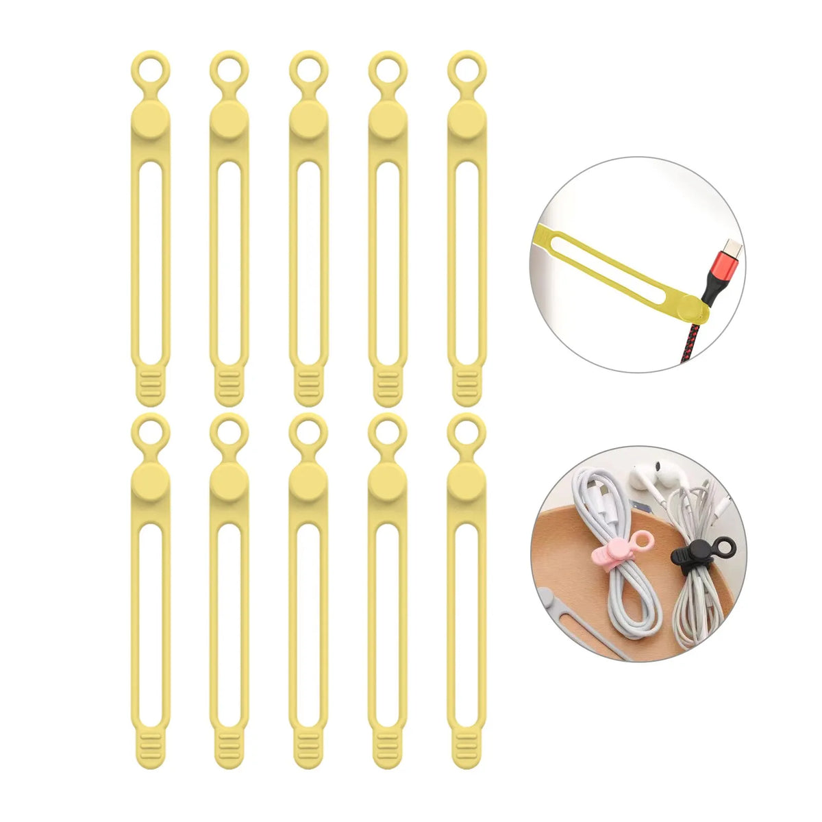 Silicone Cable Ties Reusable Cord Organizer Elastic Wire Straps