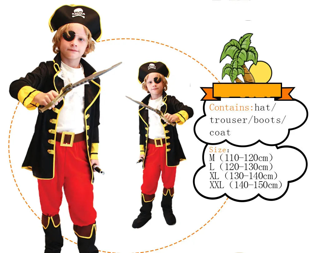 Halloween Children's Pirate Costumes for Boy Boys Kids Children Pirate Costume Fantasia Infantil Cosplay Clothing
