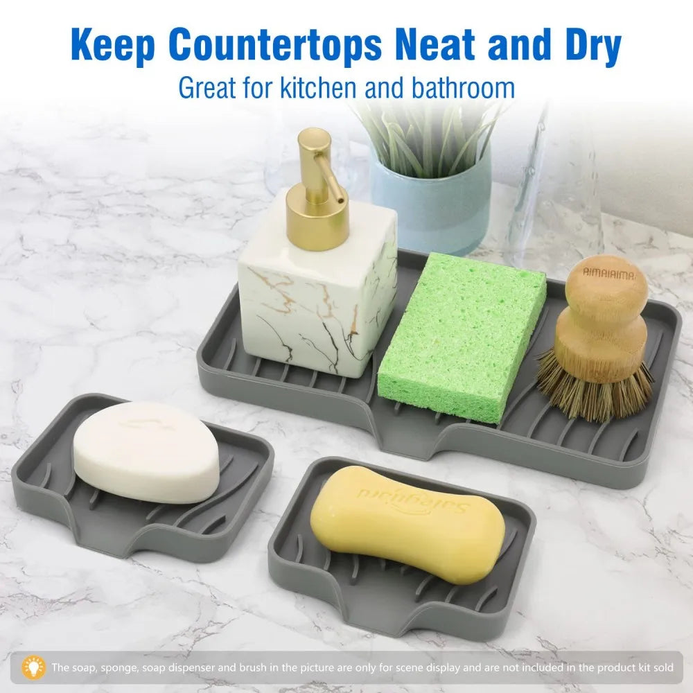 Silicone Drain Soap Box Bathroom Anti Slip Sink Tray Dish