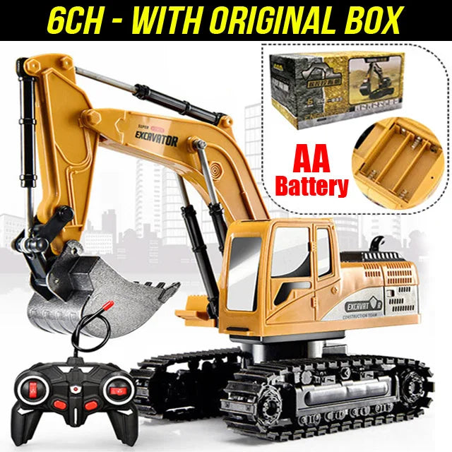 1:24 6 Channel RC Excavator Remote Control Construction Toy