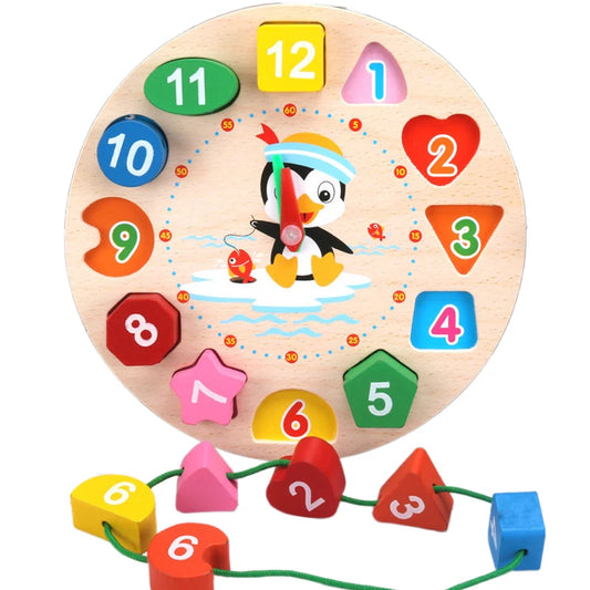 Wooden Learning Clock Time Telling Educational Puzzle