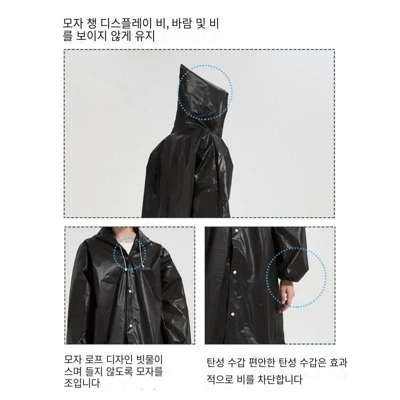 Waterproof EVA Unisex Raincoat Thickened Hooded Rainwear
