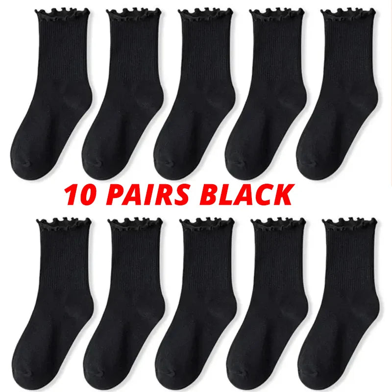 Women Ruffle Middle Tube Ankle Socks Breathable Set